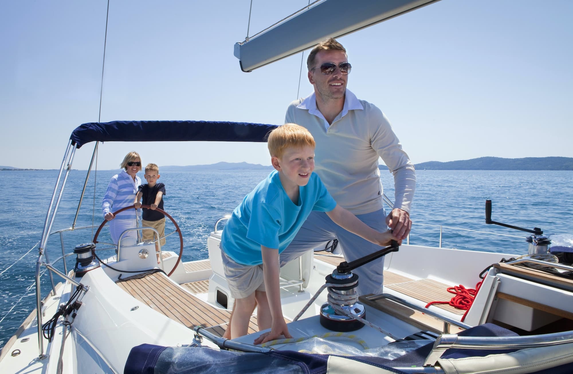 Croatia, Zadar, Family on sailboat