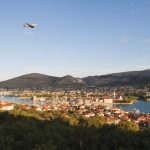 Flying in on an Easyjet flight to Trogir, arriving at sunrise, Dalmatian Coast, Croatia, Europe