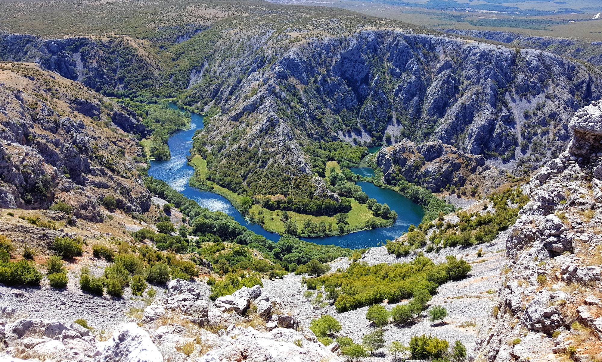 High angle view of amazing Krupa river canyon in Croatia.